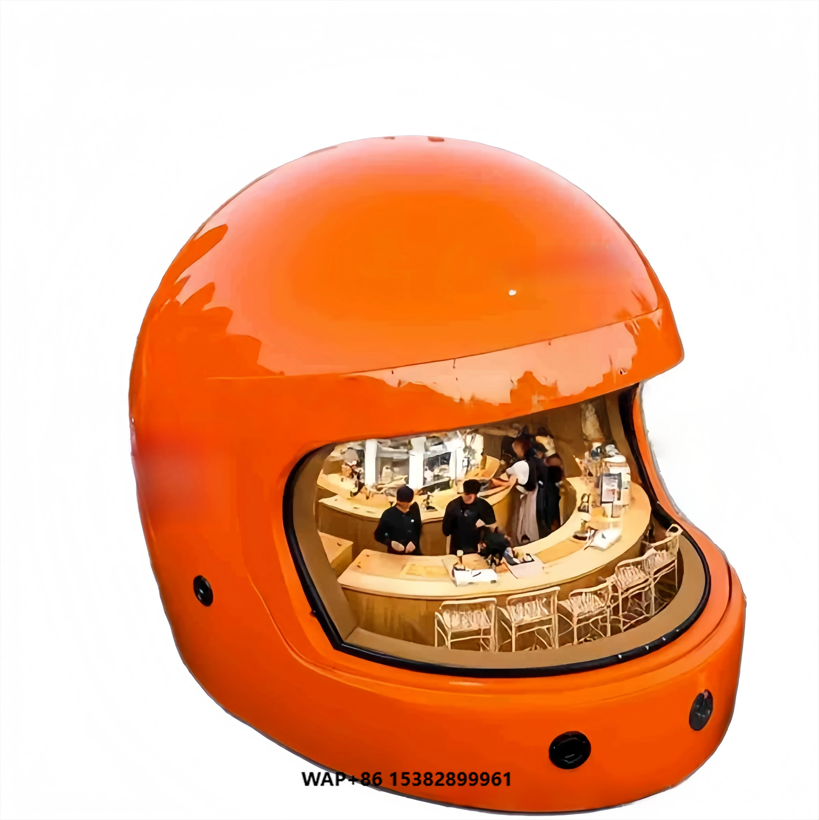 Outdoor Fiberglass Motorcycle Helmet Coffee Shop square Seaside Decoration Shop