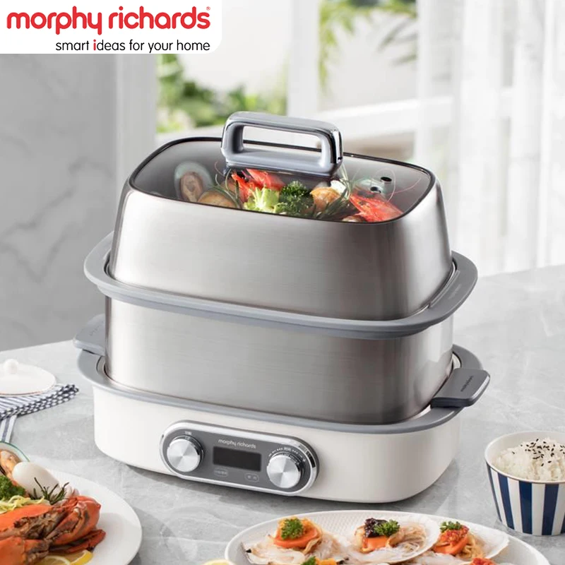 Электрическая пароварка MORPHY RICHARDS, 12 л, большая емкость, пароварка из нержавеющей стали 304, 2000 Вт, быстрый нагрев для домашнего использования, MR1168