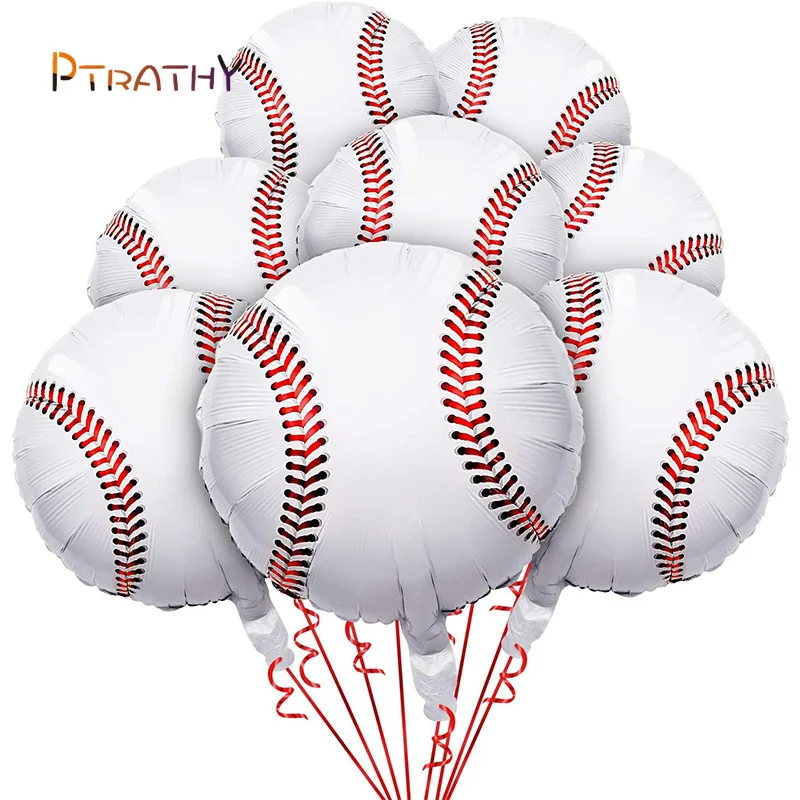 PTRATHY 8pcs Baseball Balloons Foil Mylar Baseball Balloons For Baby Shower Birthday Party Sports Themed Party Decor Supplies