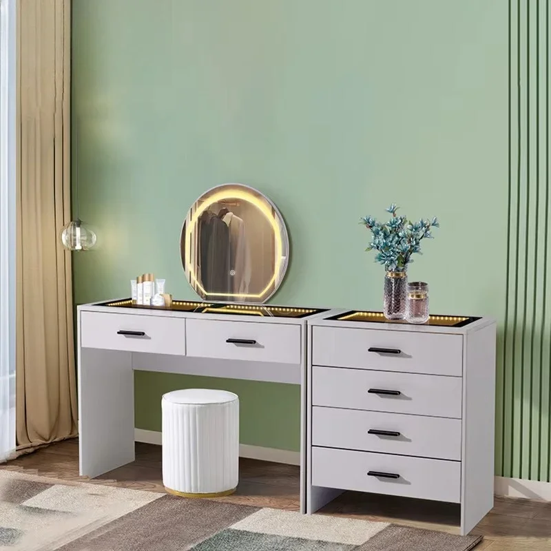 Dressing Room Furniture Simple Dresser with Glass Top Wholesale Price Custom Modern Dressing Table Led Lights for Jewellery