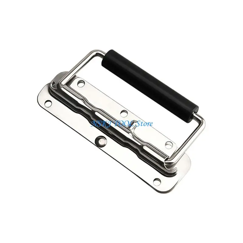 L8RC Stainless Steel Thickened Spring Handle Movable Folding Pull Hardware With Ergonomic Design Spring Loaded Rubber Handle