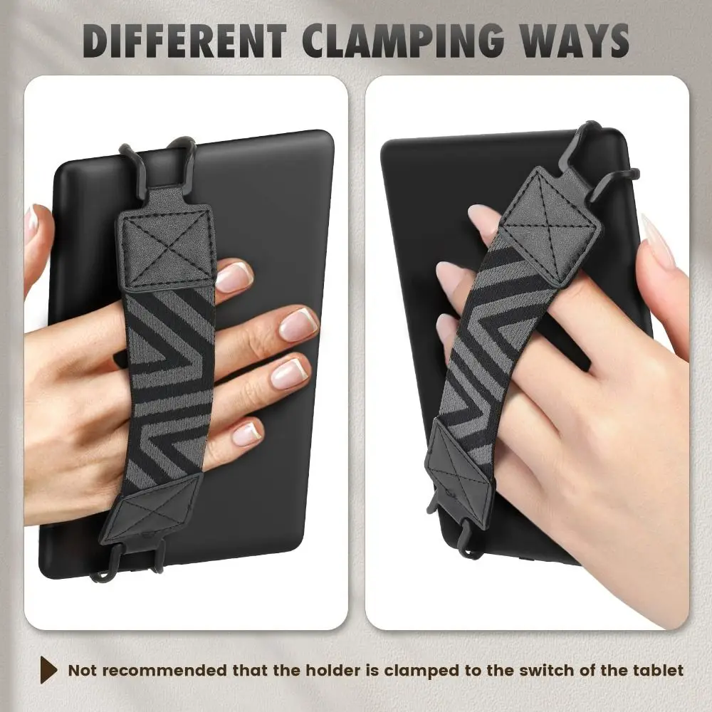 PU Leather eReader Secure Hand Strap Versatile Finger Grip Holder for Kindle/Kobo/Voyaga/Lenovo/Sony 6-8