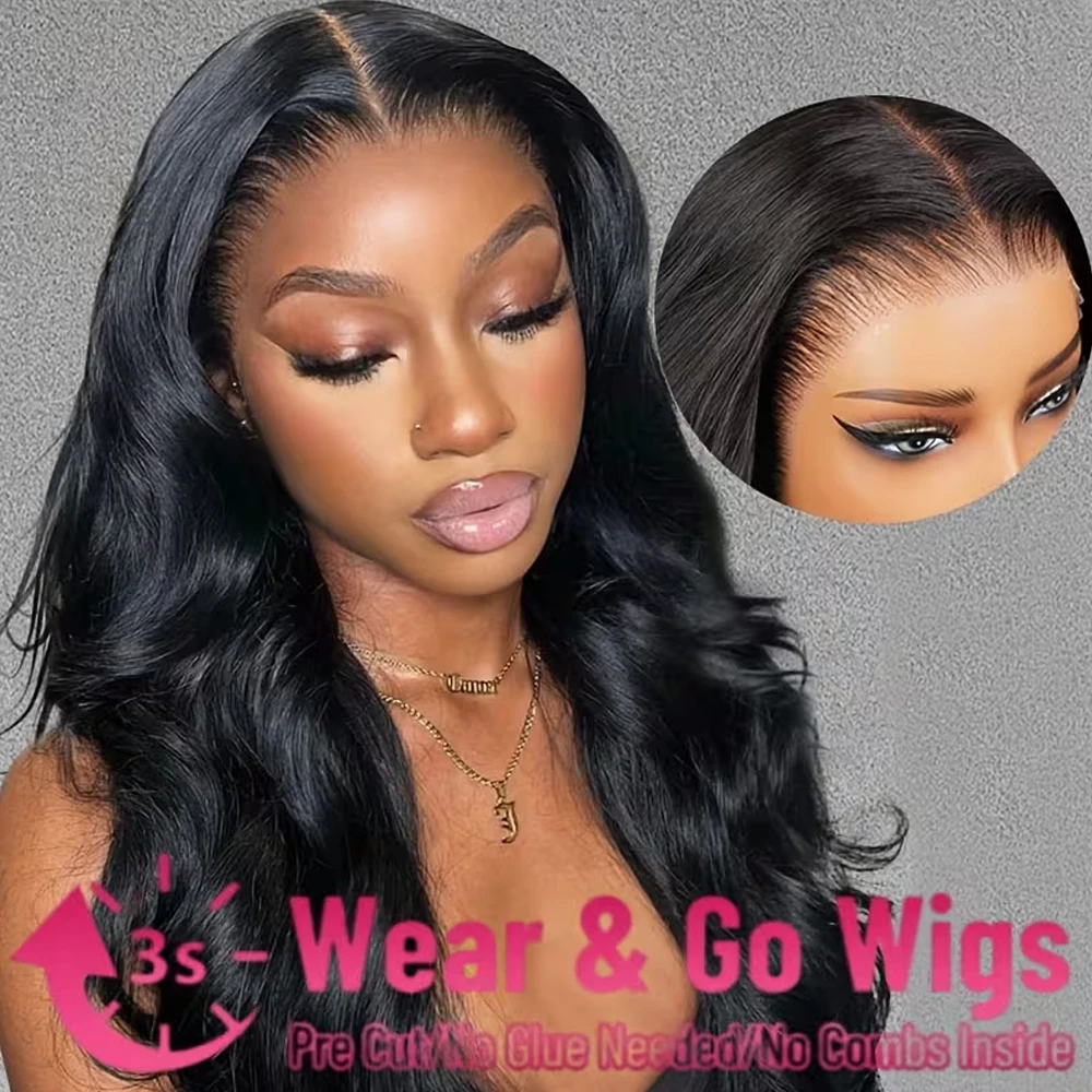 9x6 Glueless Wig Human Hair Pre Plucked Pre Cut Body Wave HD Closure Wig Human Hair Pre Bleached Knots With Baby Hair 250 Densit image 2