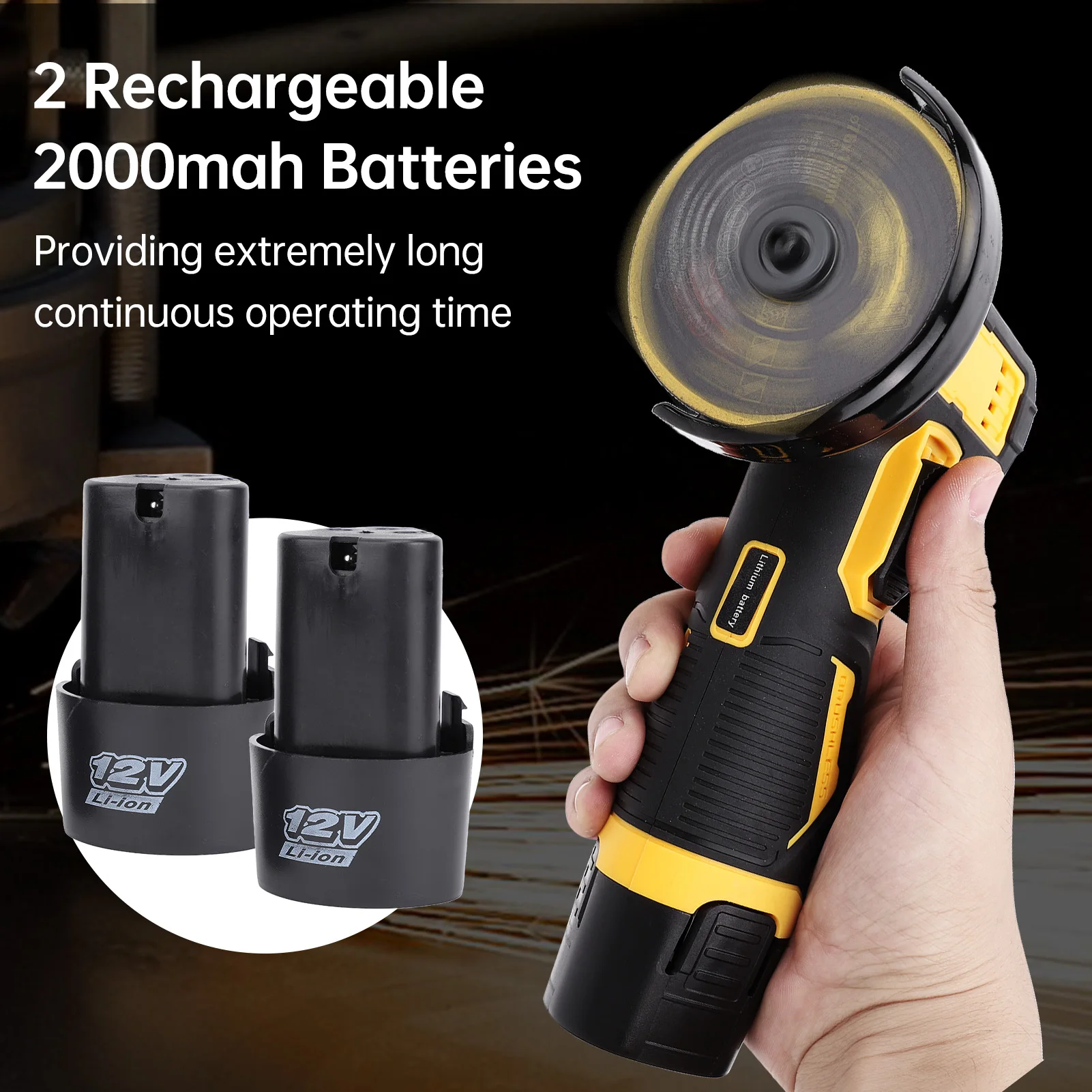 Hand-Winkelschleifer-Werkzeug, 21 V, kabellose Schneid- und Poliermaschine mit 2 wiederaufladbaren Akkus, multifunktionale MINI-Fliesen