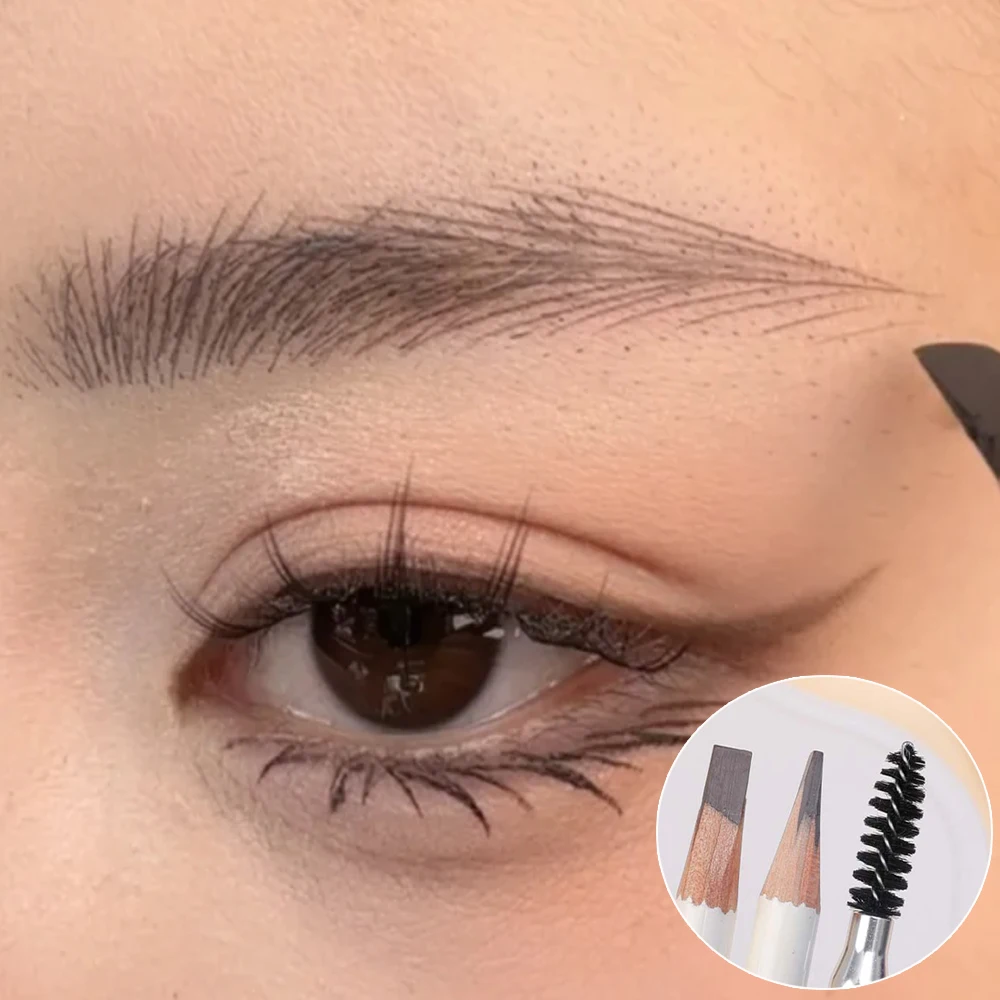 Lápis De Sobrancelha Com Escova, Sombra De Esboço, Deitado Silkworm Pen, Impermeável, Não-manchas, Microblading, Colorfast, Lápis De Sobrancelha Com Escova