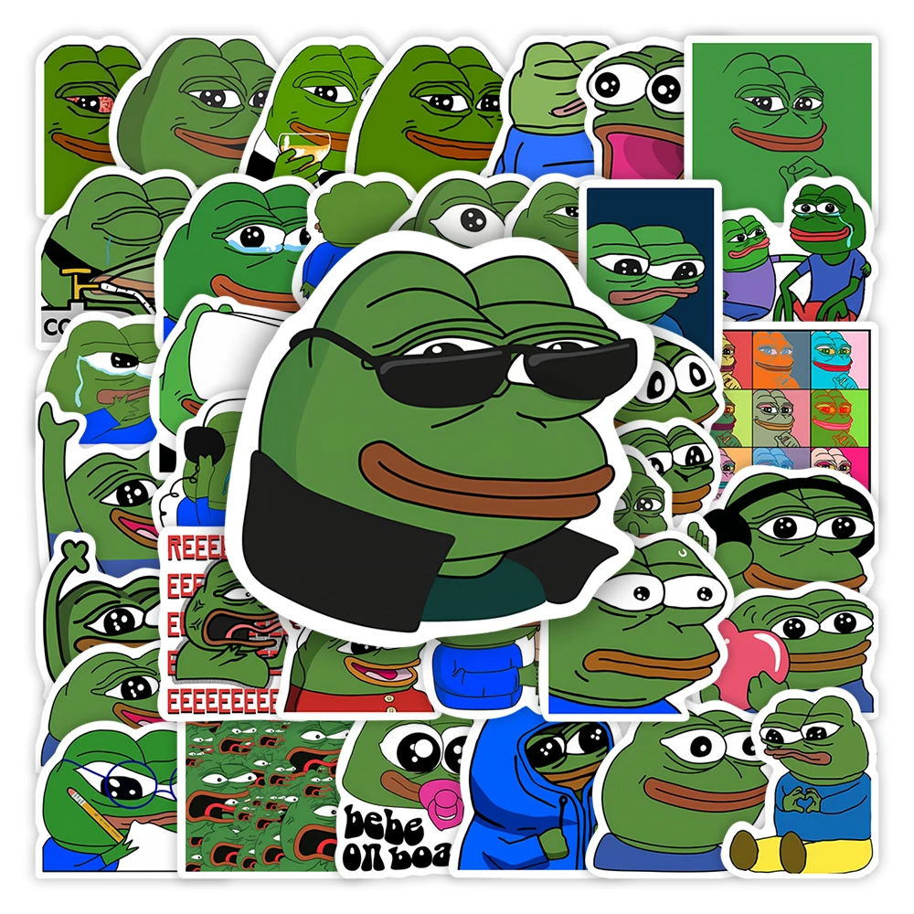 Funny Pepe Frog Stickers Cool DIY Gift Kids Toys Waterproof Decal for Phone Laptop Scrapbook Skateboard Cups Notebook Decorative