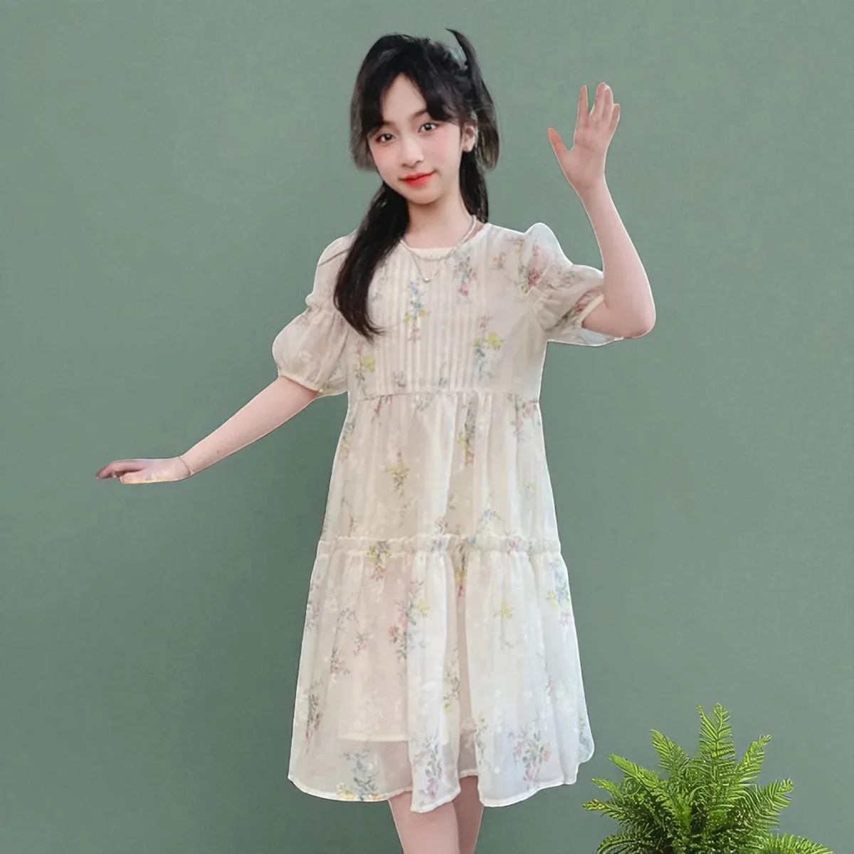 Summer Outfits Baby Kids Flower Dresses for Girls Princess Dress Floral Short Sleeve Children Lolita Costumes 6 8 10 12 13 Years