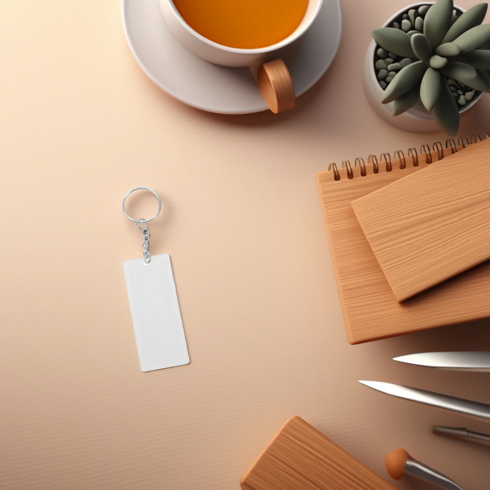 

20Pcs Rectangular Acrylic Keychain Blanks Clear Transparent Keyrings for DIY Crafting Photo Sublimation Accessories