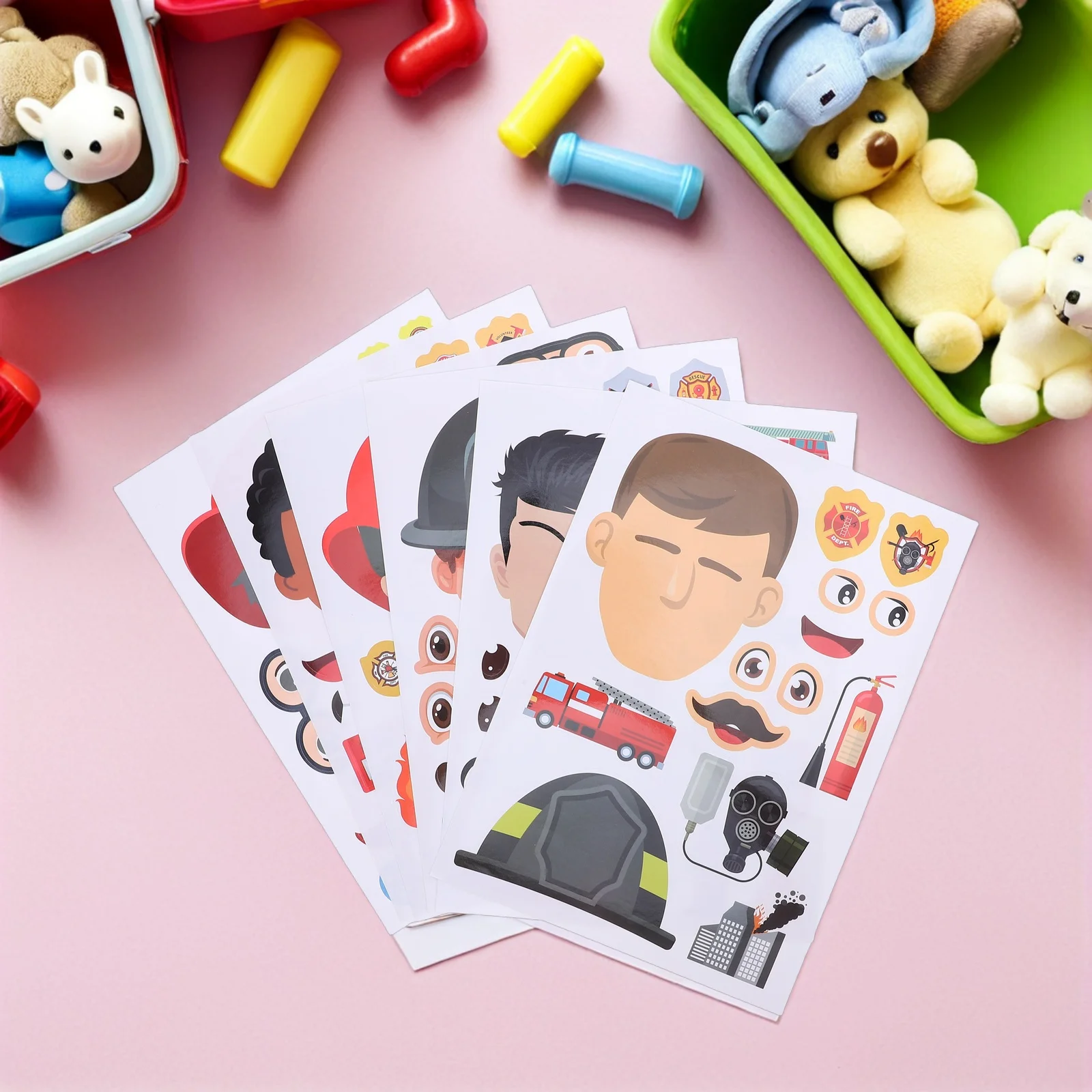 

12 Sheets Firefighter Stickers Make A - Vibrant Cartoon Fireman Reward Decals for DIY Crafts Classroom Activities Kids