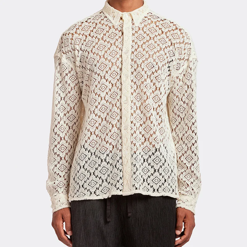 

Новая полая рубашка, индивидуальный дизайн, кардиган с длинным рукавом, повседневный универсальный высококачественный топ для мужчин