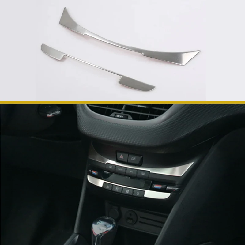 2Pcs/Set Stainless Steel Sticker  Car AC Conditioning Button Panel Cover Trim for Peugeot 2008 2014 - 2019