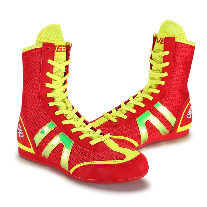 Zapatos de boxeo profesionales para niños y adultos, botas de Sanda de levantamiento de pesas, transpirables, originales, V63, talla 32-44