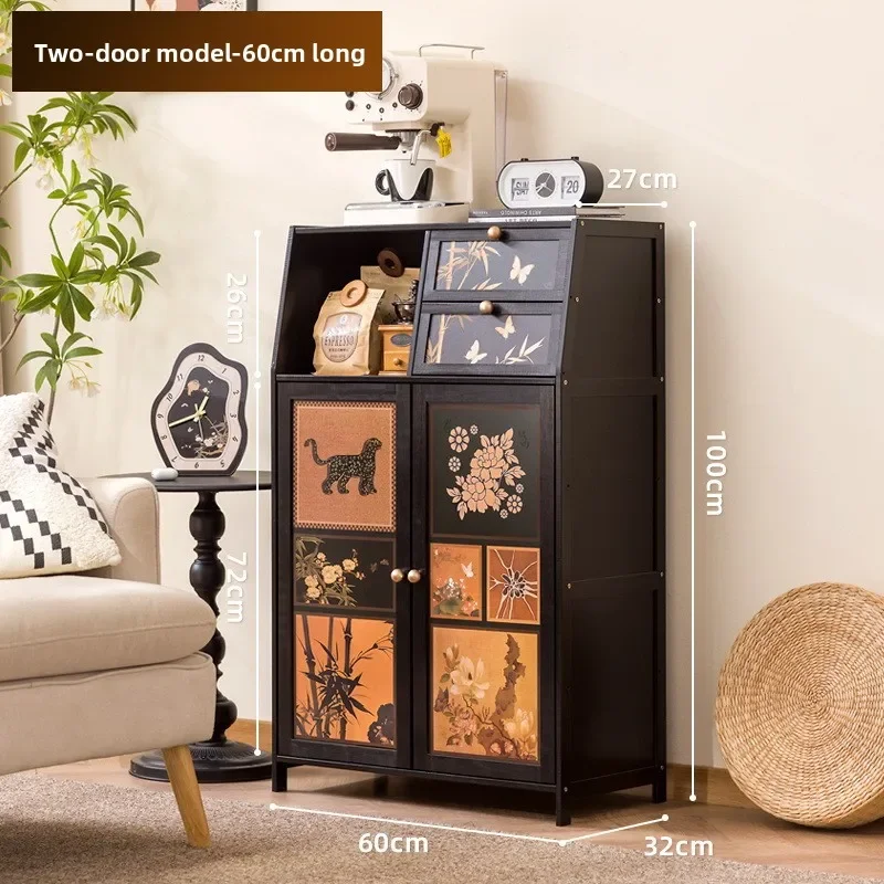 

Solid Wood Bookcase Dust-proof Storage Cabinet Bookshelf Household Living Room Floor Shelf Edge Cabinet