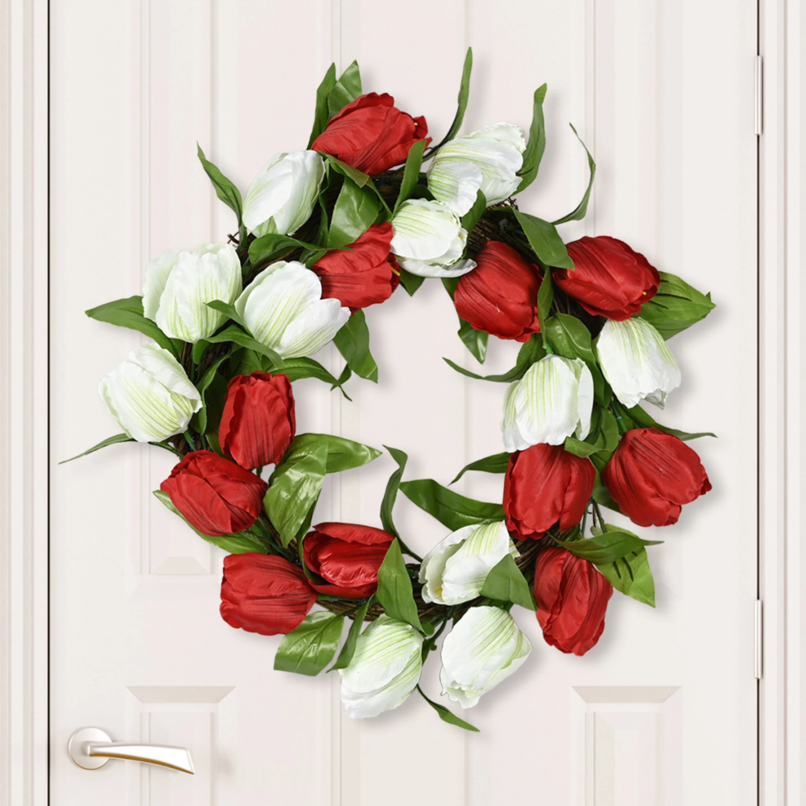 

30cm Artificial Tulips Wreath Decorative Linen Fake Flower Garland For Wedding Front Door Wall Window Home Decoration