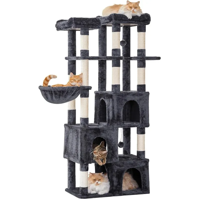 Extra Large Cat Tree for Indoor , 70.1-Inch Tall Tower with 3 Large Condos, Multi-Level  Stand for Large