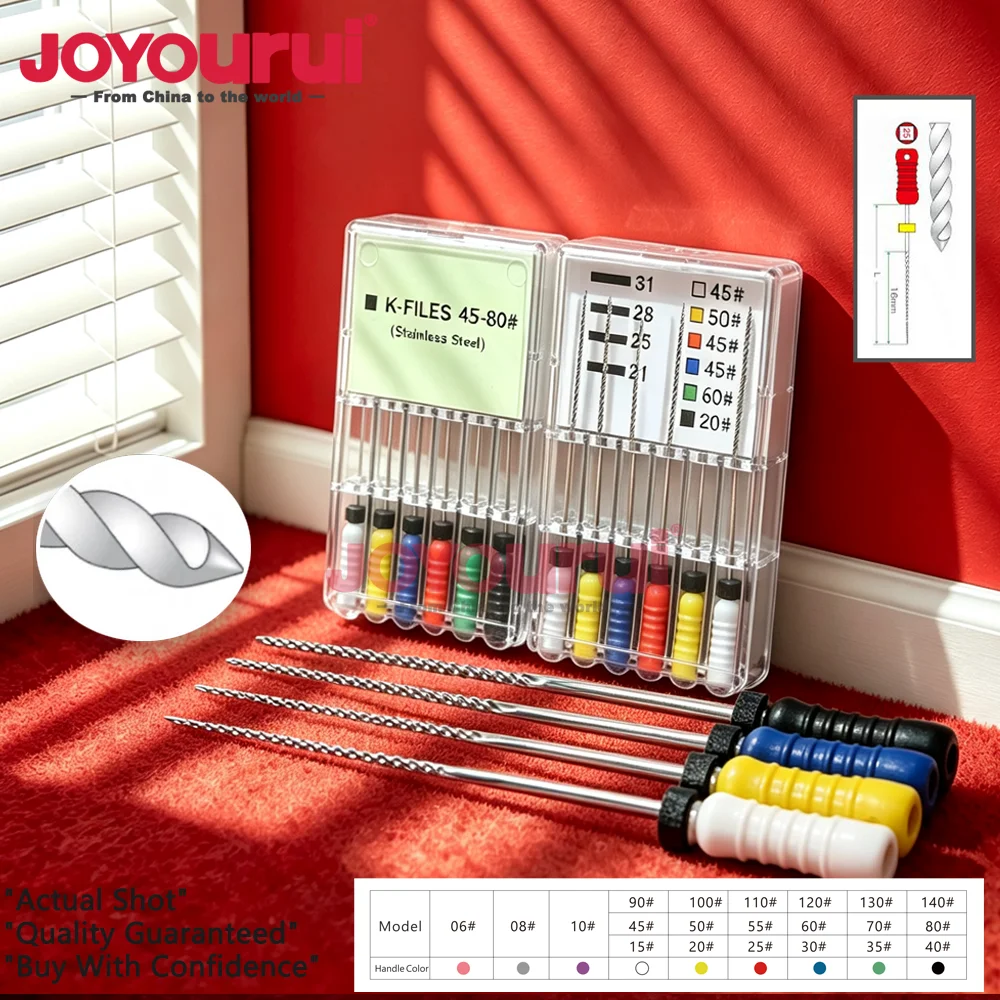 6pcs/Pack 21mm/25mm/31mm 15-40# 45-80# Dental K Files Endodontic Instruments Root Canal File Treatment Tools  Stainless Steel