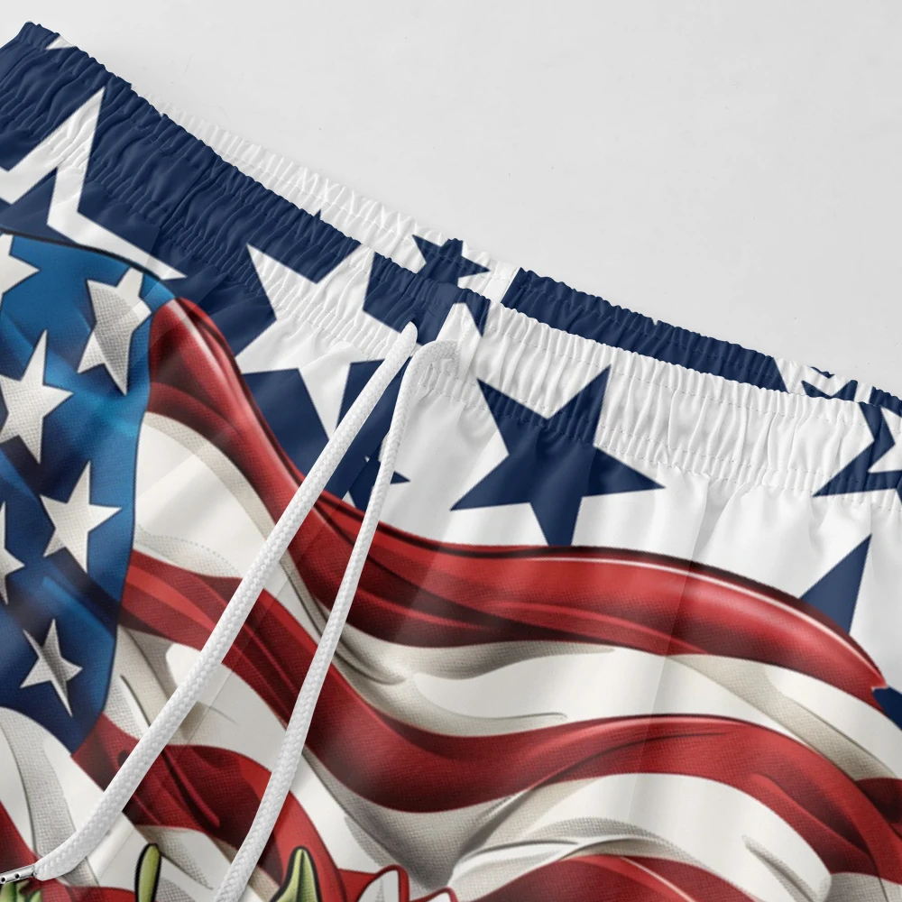 Мужские шорты для бега 2 в 1, быстросохнущие спортивные шорты с подкладкой, шорты для тренировок, пляжная одежда с американским флагом Freedom