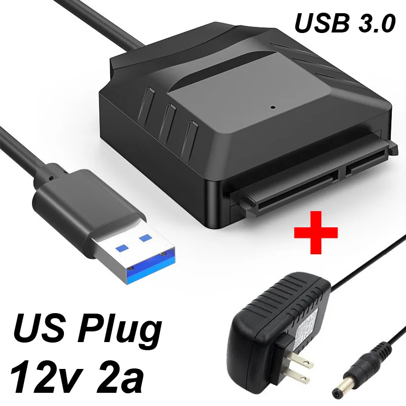 

USB 3,0 к Sata 22 Pin 2,5 3,5 "жесткий диск AC DC 12V 2A источник питания/внешний жесткий диск SSD ПК компьютер ноутбук кабель преобразователя