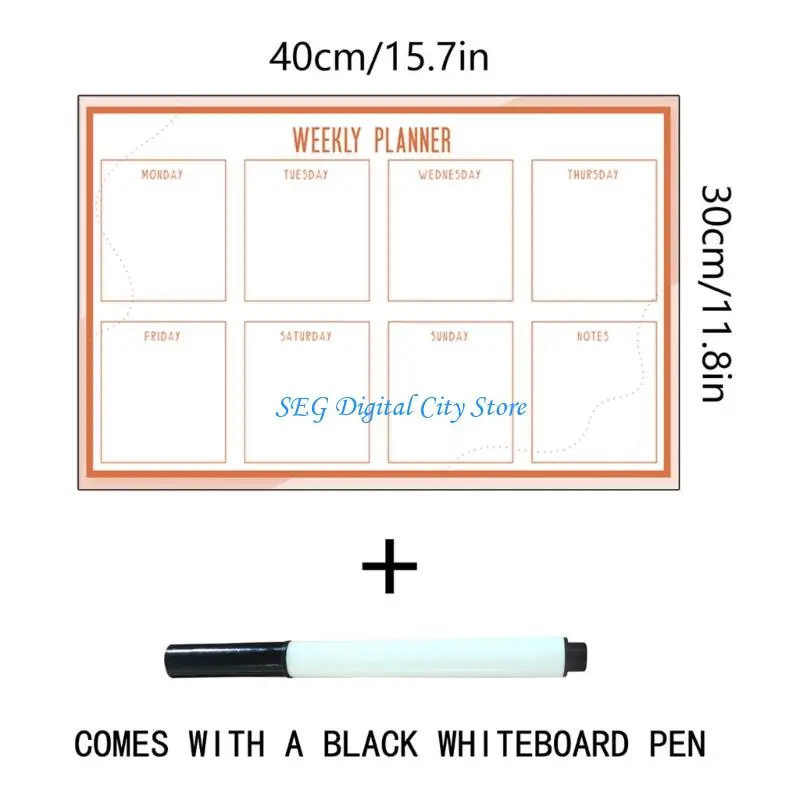 U75B 2Pcs Erasable Fridge Weekly Planner PVC Whiteboard Chore Chart Board For Kitchen
