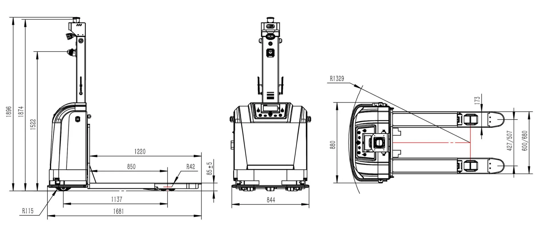 Autonome mobiele robot voor zware magazijnen 1600 kg laadvermogen Palletreksysteem Laser SLAM-navigatie