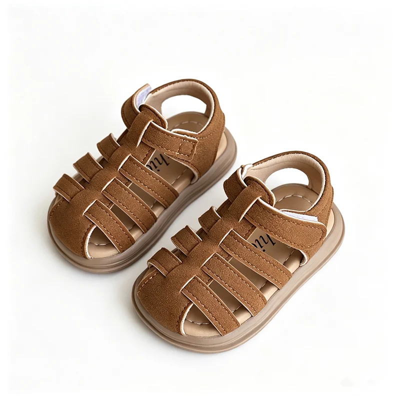 Baby boys' sandals kids soft-soled toeless sandals Little boys' beach shoes baby prewalker soft-soled brown beige white coffee