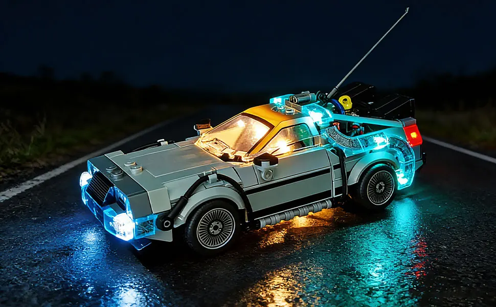 LYBMTWF LED-Beleuchtungsset, geeignet für das Modell 77256 „Zurück in die Zukunft – Zeitmaschine“ (Bausteine nicht enthalten). – Detail 5