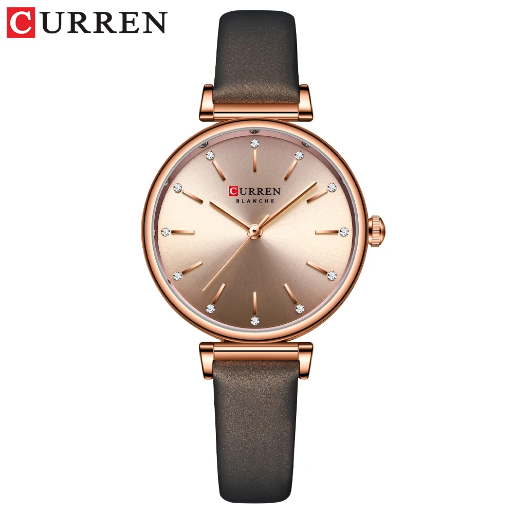 Fashion Curren Top Brand Simple Analog Vintage Style Quartz Luxury Ladies Dress Analog Clock Elegant Leather Strap Girl Watches