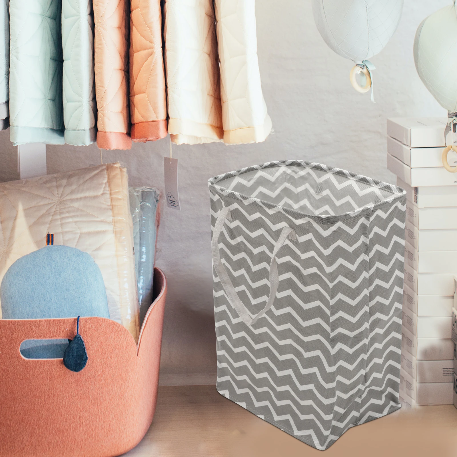 

Portable Foldable Laundry Basket Cotton Linen Storage Bag Hamper Collapsible Large Capacity Clothes Toy Holder Bedroom Dorm