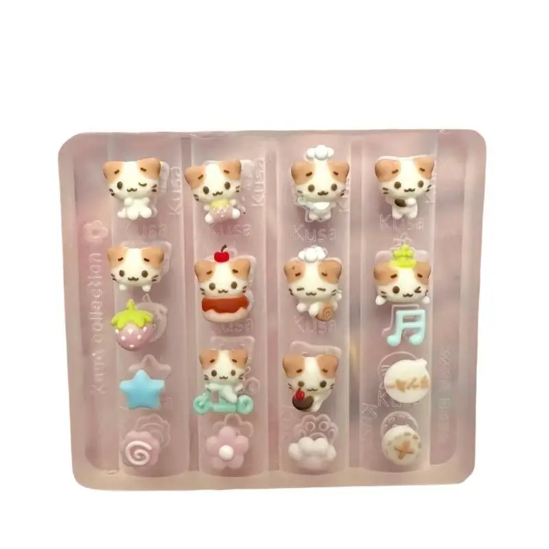 قوالب سيليكون ثلاثية الأبعاد لتزيين الأظافر بتصميم حيوانات كرتونية وقطط، زخارف للأظافر شفافة للعناية بالأظافر