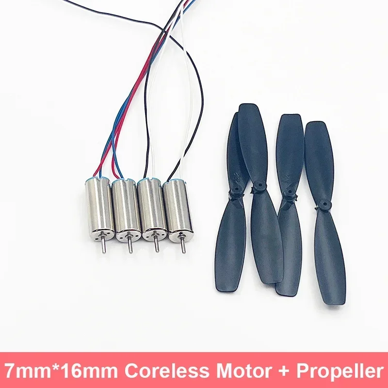 4pcs 716 7mm*16mm 2CW+2CCW Coreless Motor+Propeller DC 3V 3.7V 55000RPM Utral-high Speed with Cooling Hole for RC Drone Aircraft