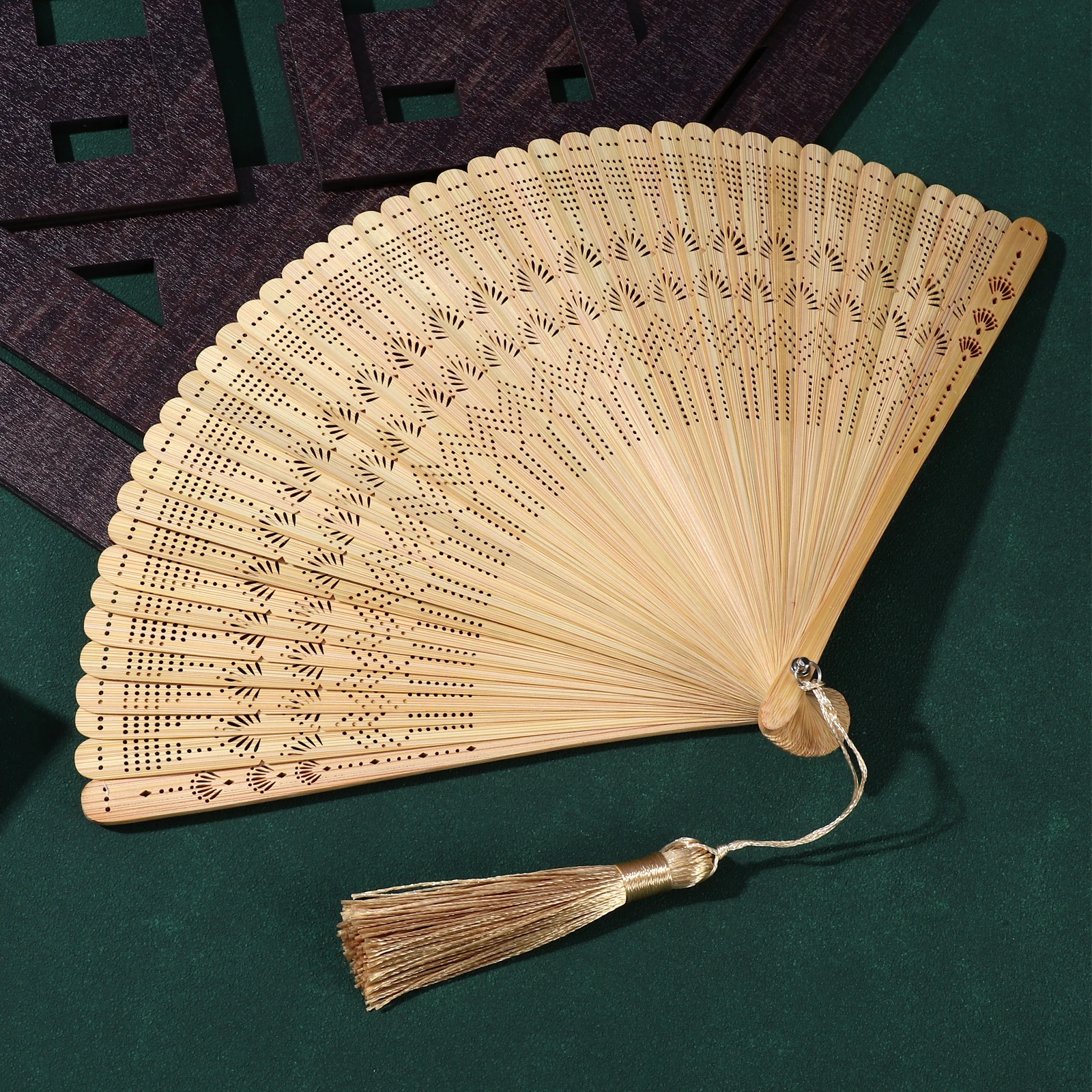 

Bamboo Hand Fan Foldable Vintage Charm Portable Suitable Summer Hot Days Performance Stage Use Folding Fan