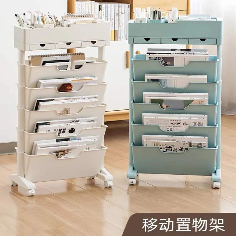 Retro Fashion Magazine Mobile Children Storage Trolley Magazine Headboard Floor Racks Office Furniture Das Magazin ZY40ZZJ