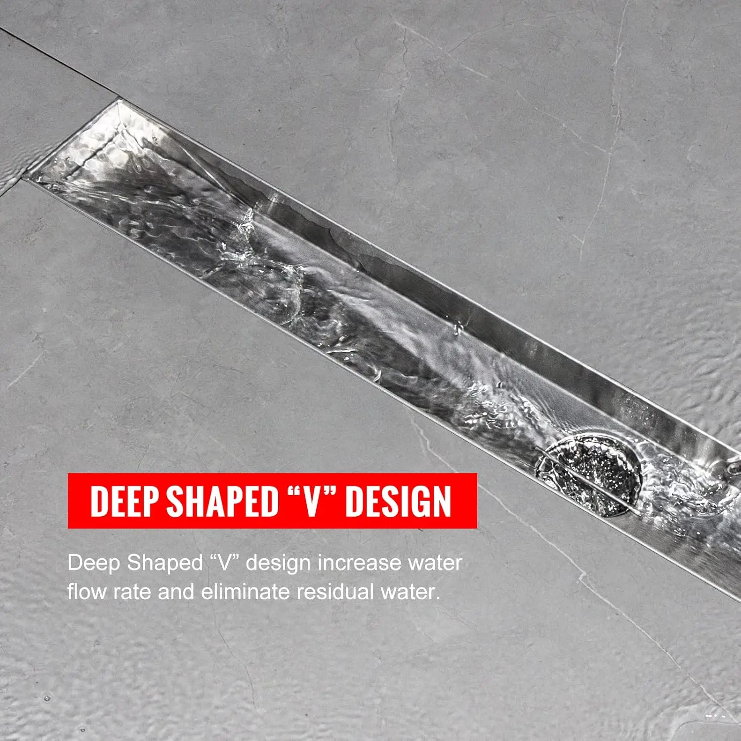 Dreno de chuveiro com inserção de telha de 72 polegadas, painéis 2 em 1, dreno de piso linear de aço inoxidável 304 escovado com pés ajustáveis