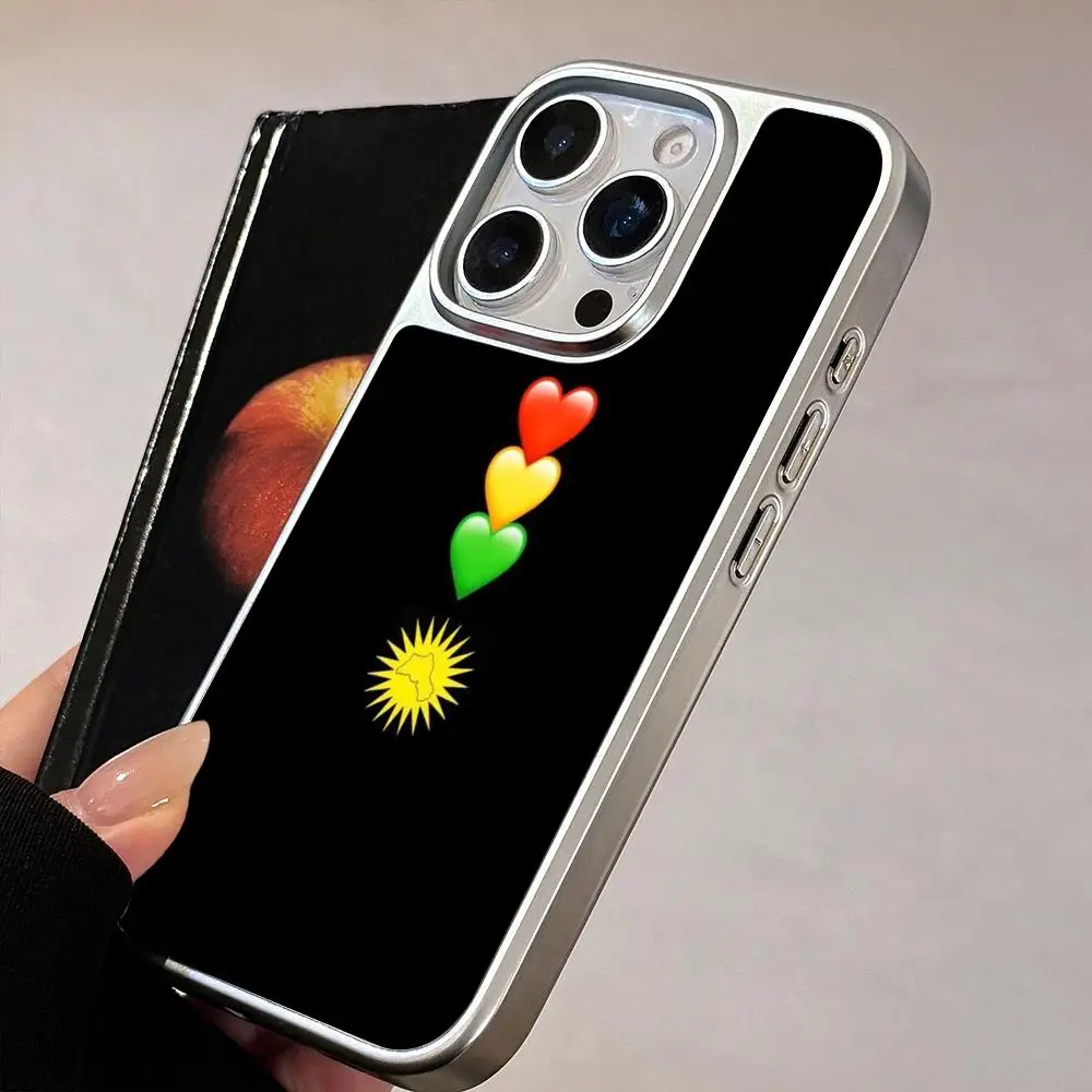 

Чехол для мобильного телефона с флагом Курдистана для iPhone 17, 16, 15, 14, 13, 12, 11 Air Pro Max Plus, серебряный цветной чехол для мобильных телефонов