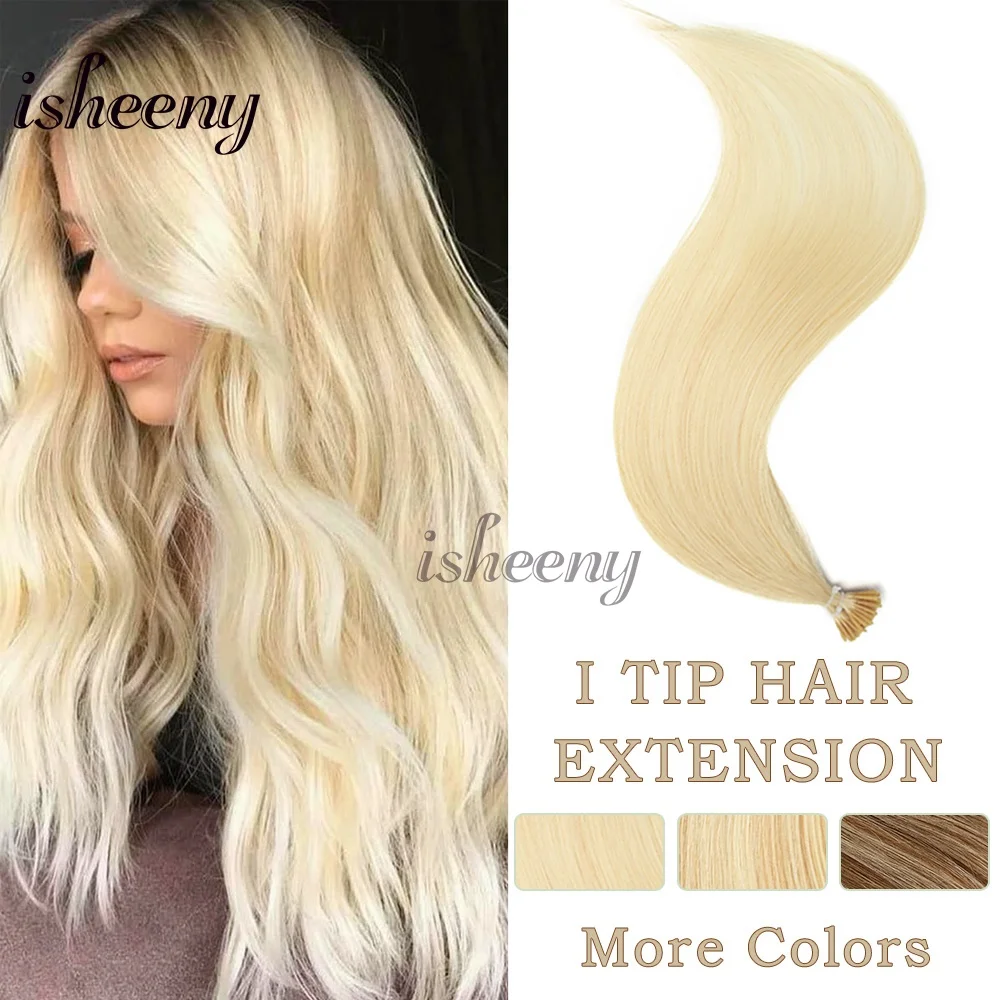 Remy Keratin I Tip Human Hair Extensions 12 16 20 Inch 30G 50 Strands Per Pack Natural Straight Hair For Caucasian Women