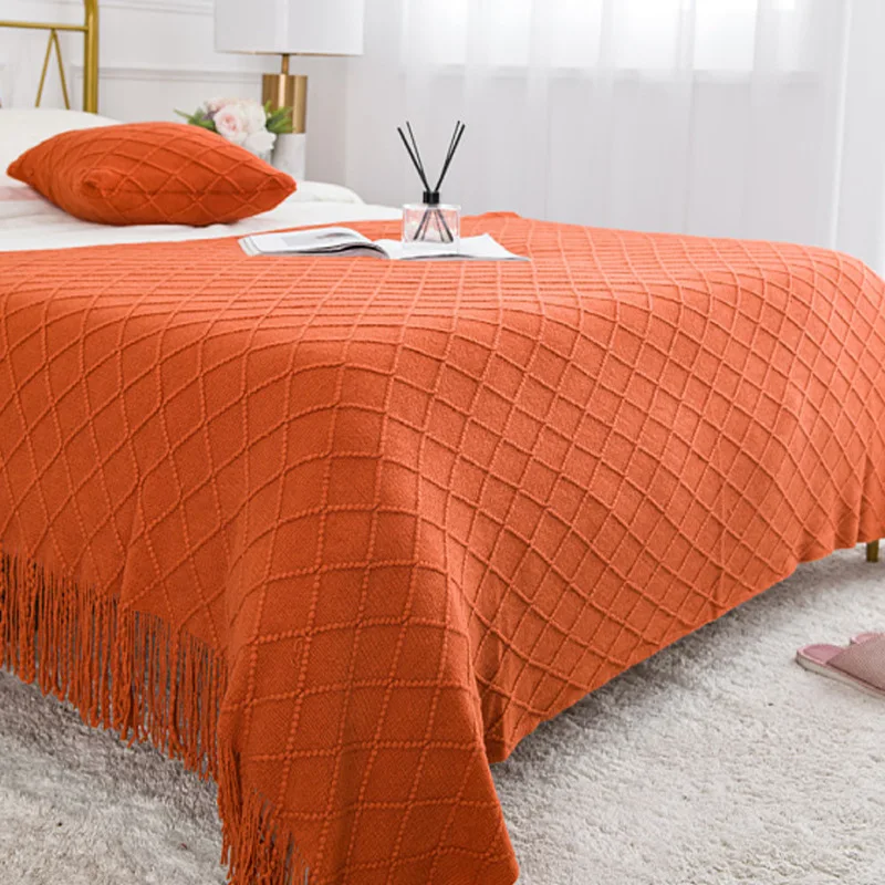 

Nordic Knitted Throw Blankets With Tassels Vintage Blankets Luxury Bed Sofa Couch Soft Scarf Shawl Oversized Bedspread Cover
