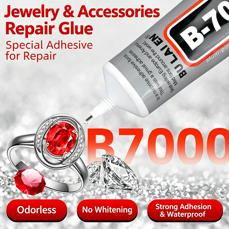 Cola transparente B7000, com ponta de precisão, cola para strass, cola para artesanato com strass, cola para joias, cola para processos de joalheria.