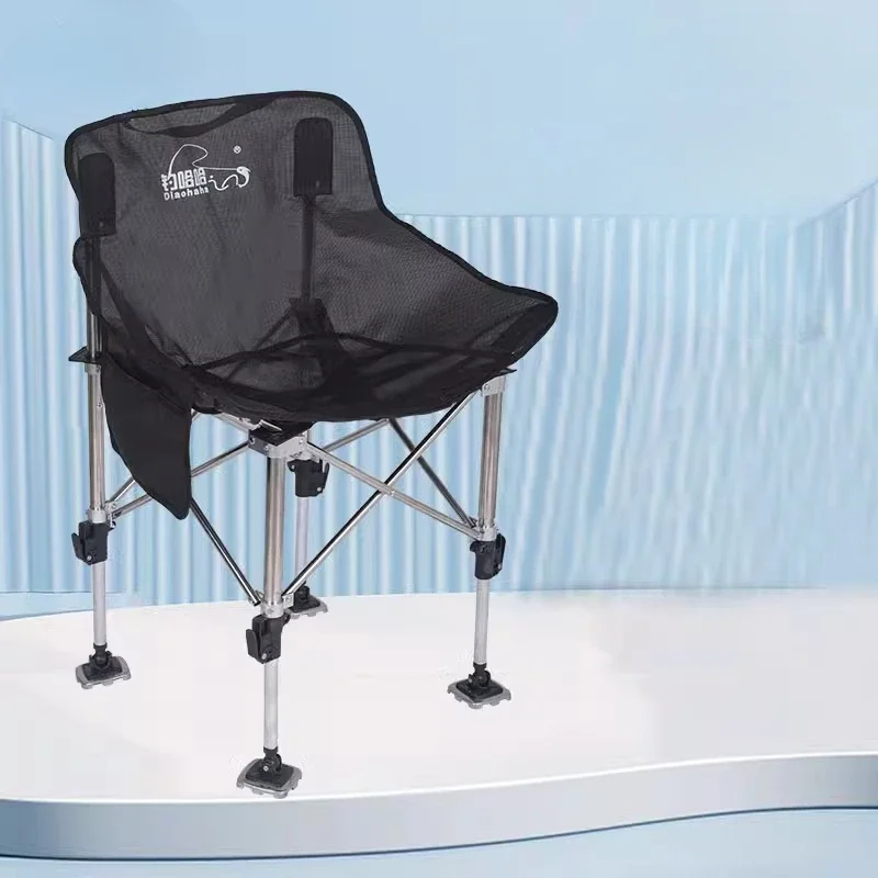 

Adjustable New Fishing Chair with Adjustable Legs Teslin Seat Cloth Stainless Steel Fishing Chair All Terrain Moon Chair