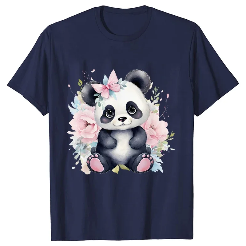 Cute Panda Printed T-Shirt Women Summer Short Sleeve Y2k Tops Fashion Hip Hop Tee Clothes Breathable Comfortable Casual T Shirt