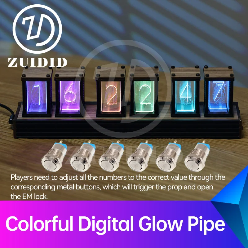 ZUIDID escape room Colorful Digital Glow Pipe adjust all the numbers to the correct value  to unlock escape game