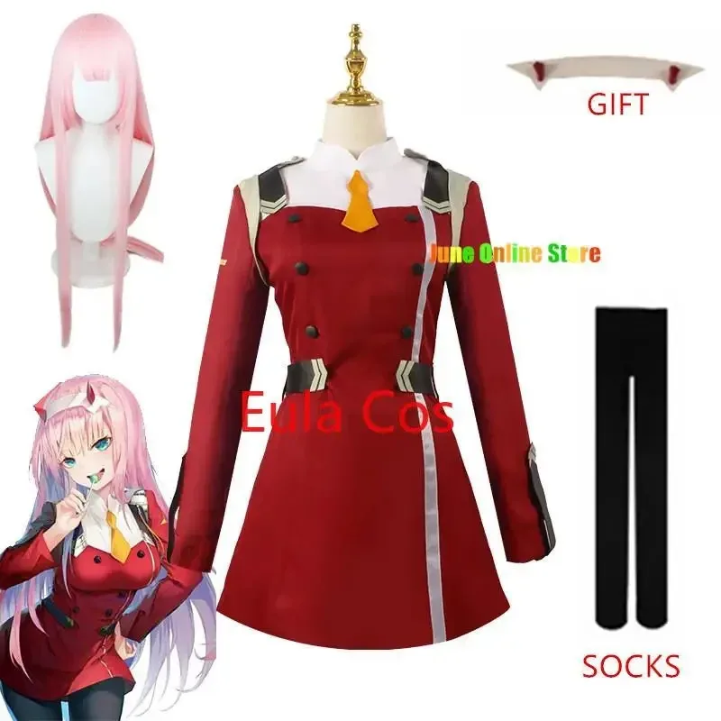 

DARLING FRANXX 02 Cosplay Costume Anime DARLING Zero Two Cosplay Costume Dress Women Cosplay Sexy Dress Headband Wig Suit