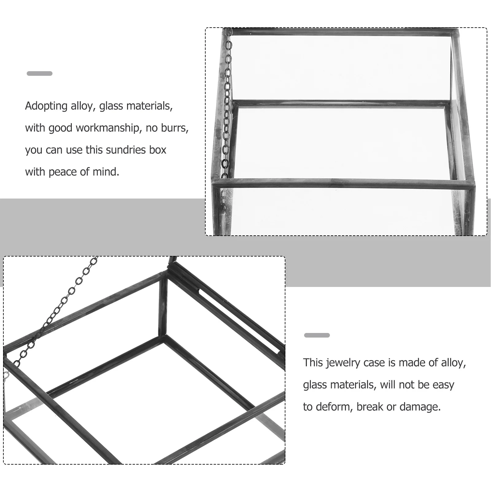 

Retro Style Clear Glass Jewelry Organizer Alloy Makeup Perfume Holder Jewelry Storage Box Home Bedroom Display Trinket Container