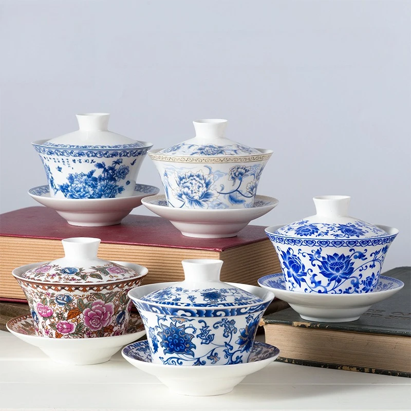 Large 200ml Ceramic Gaiwan San Cai Bowl Tea Brewing Bowl for Three Fort Eight Treasure Tea Drink