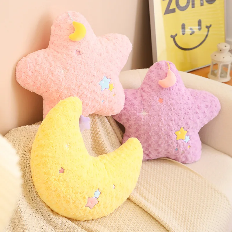 45cm Cute Yellow Stars Plush Doll Toys Yellow Purple Moon Plush Peluche Soft Stuffed Toy Doll Home Decro Birthday Gifts For Kids