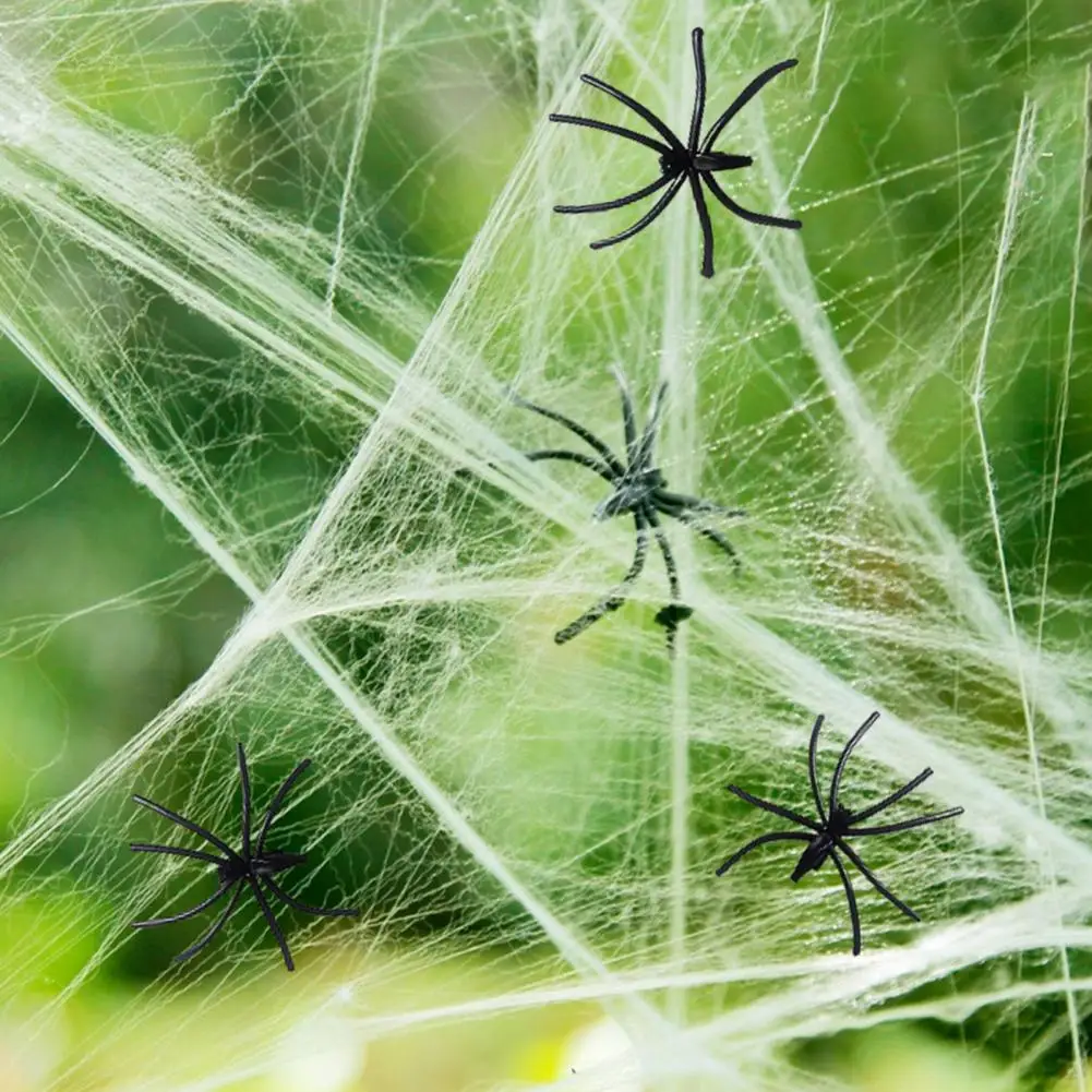 Haunted House Props Spider Webs Halloween Decoration Set with Fake Spiders for Parties Haunted Houses Super Stretch for Spooky