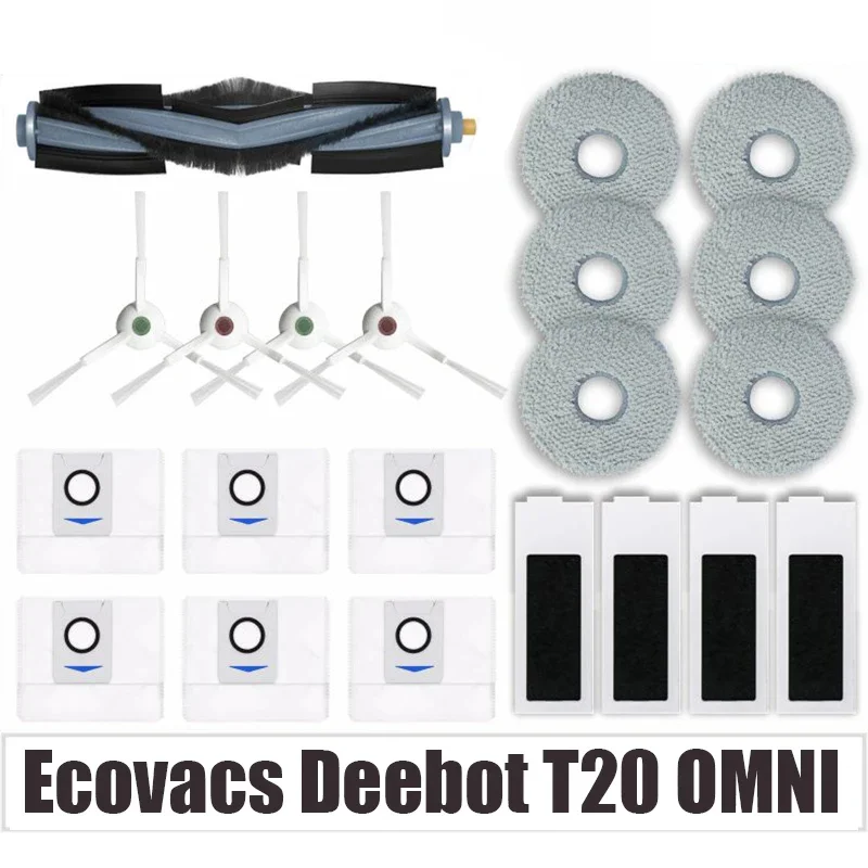 Ecovacs Deebot X1 OMNI / T10 OMNI Robot Vacuum Cleaner Spare Parts, Rubber / Side Brush, Cover,Hepa Filter, Mop Rag, Dust Bag