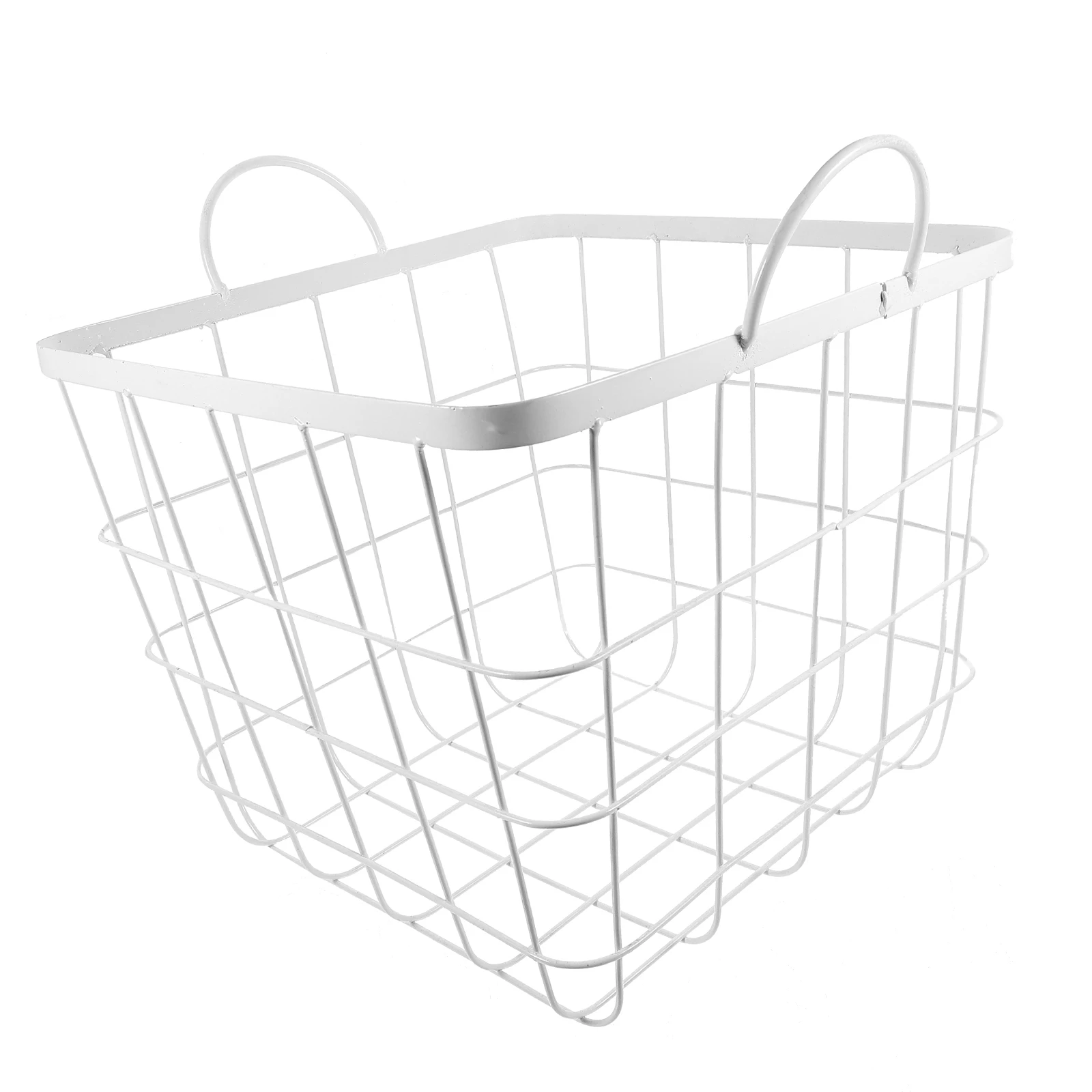 

Iron Wire Storage Baskets Metal White Office Cosmetics Sundries Bedroom Kitchen Living Room Style Decor Farmhouse