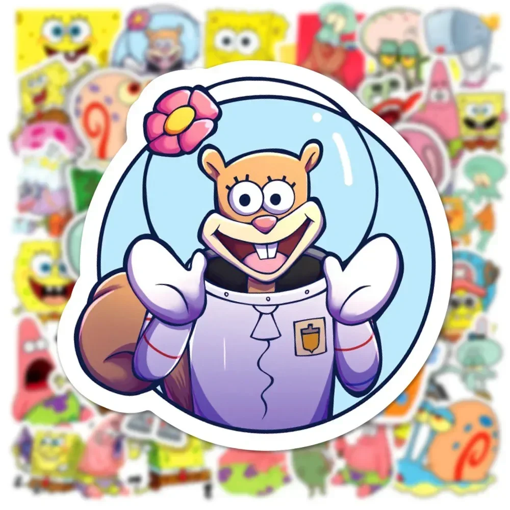 50 buah berbagai kartun dan Anime lucu SpongeBob SquarePants Paistar anak-anak tahan air stiker grafiti