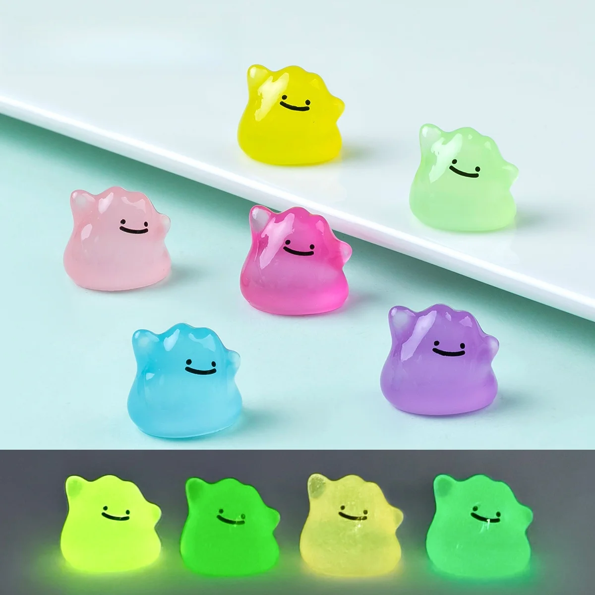 6Pcs/Set Kawaii 1.5cm Luminous Cute Monster Miniatures DIY Keychain/Car Accessories party DIY decoration gifts