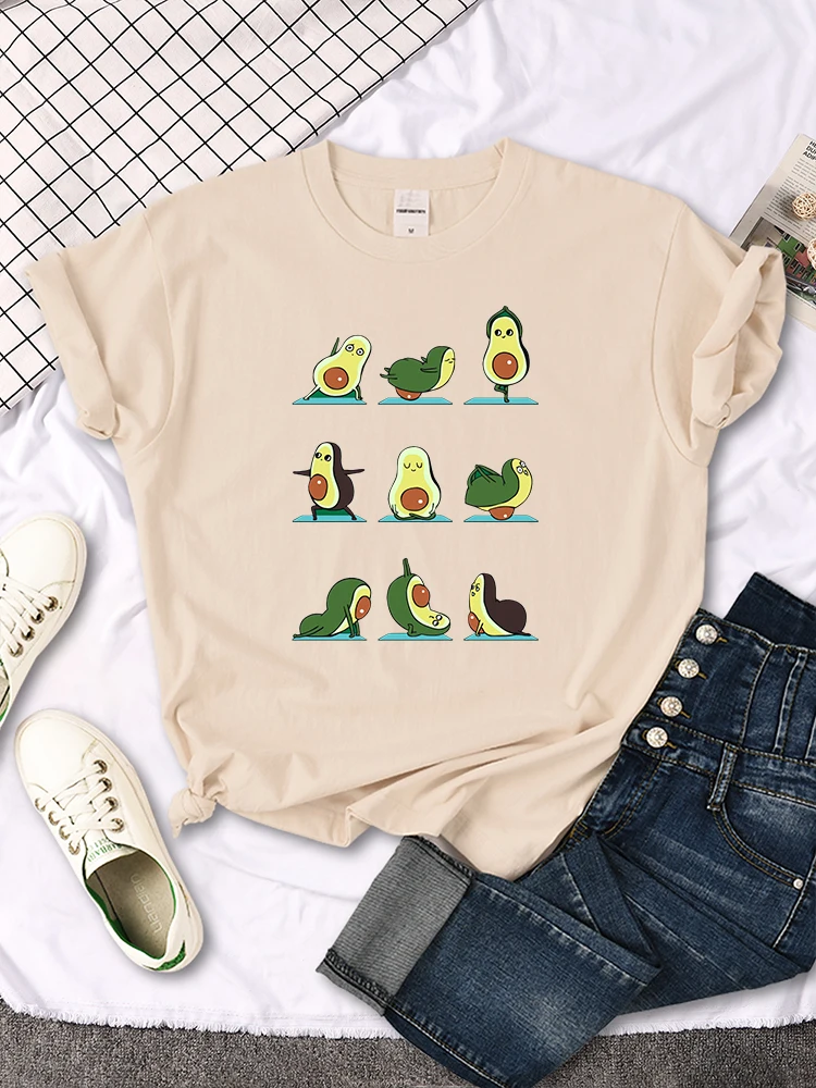 Woman T-Shirt Avocado Teaches You To Practice Yoga Printing Blouses Womensfashion Oversize Blouses Funny Fruit Ladies Tshirts